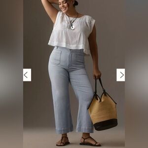 Anthropologie Maeve Light Blue Colette Wide Leg Cropped Jeans